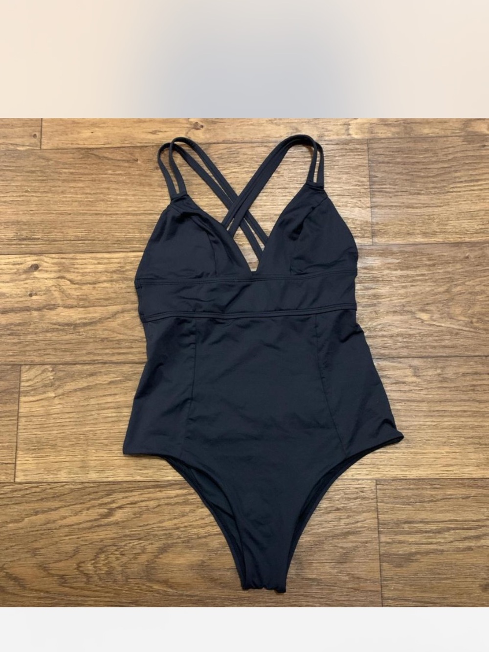Vitamin A Black One-Piece Swimsuit with Crisscross Back Straps size s